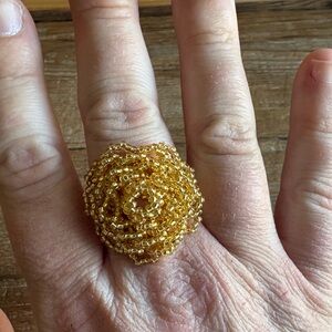 Handmade Gold Beaded Floral Cluster Ring